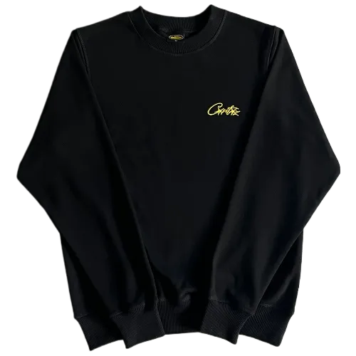 corteiz Crewneck Alcatraz Basic black-yellow - Image 1