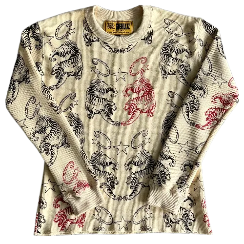 corteiz Long Sleeve Twin Tigers Waffle - Image 1