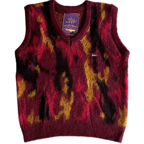 corteiz gilet Mohair Knit Red Yellow Black Camo - Image 1