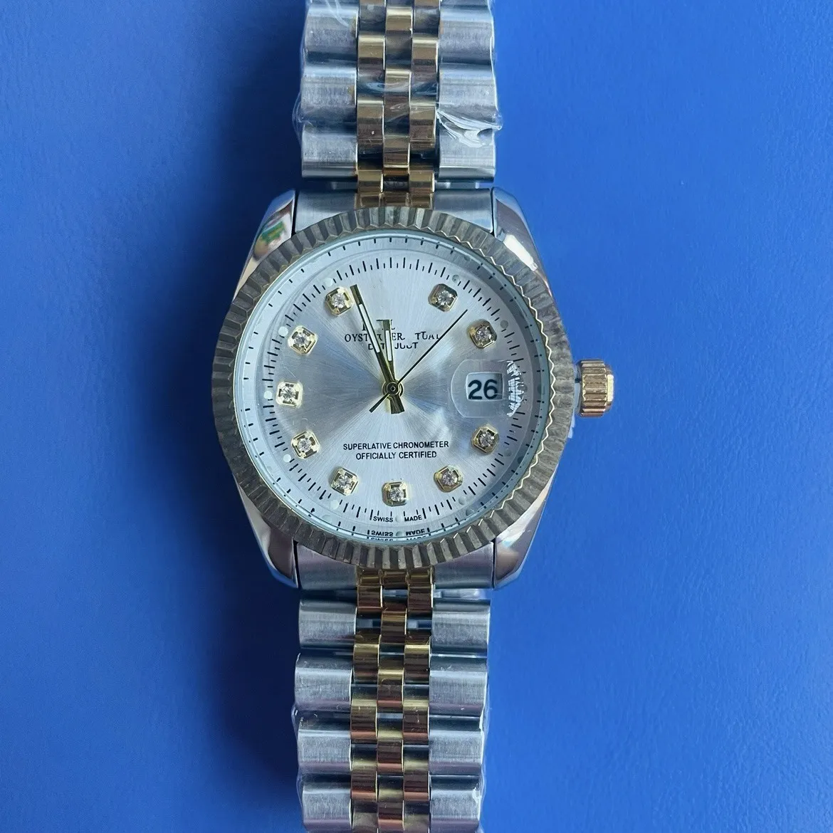 watch Foreign trade Laojia classic log series 36MM sweep second movement solid steel belt thumbnail 2