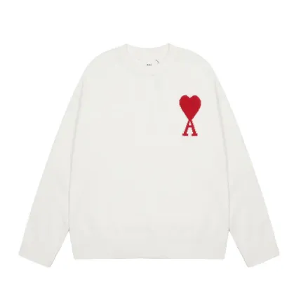 Ami Love 2023ss Classic Jacquard Big Love Round Neck Sweater 15 Colors thumbnail 2