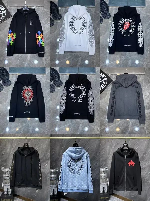 24SS Croop High Version Horseshoe Pattern Sanskrit Classic Hoodie Men s and Women s 49