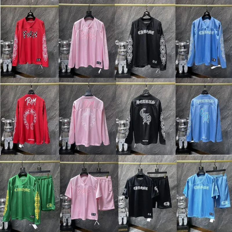 Correct version of high quality Chrome Hearts Crocodile long sleeved flower arm hockey jersey for men and women 2