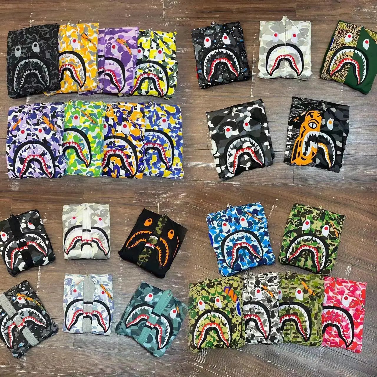 hoodies — Bape Style Shark Full Zip Hoodie from Weidian
