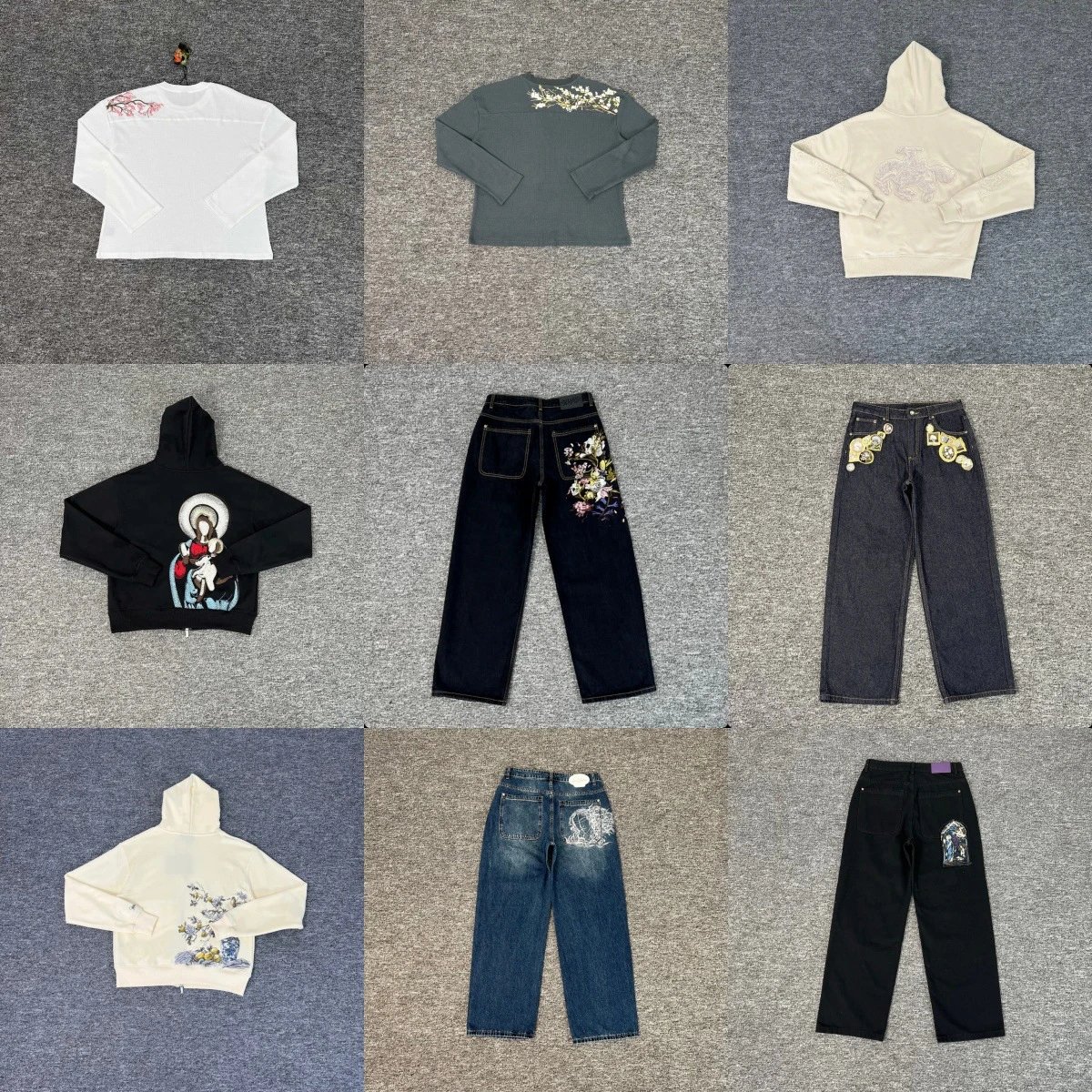 clothing — Cherry Blossom Waffle Knit Sweatshirt from Weidian