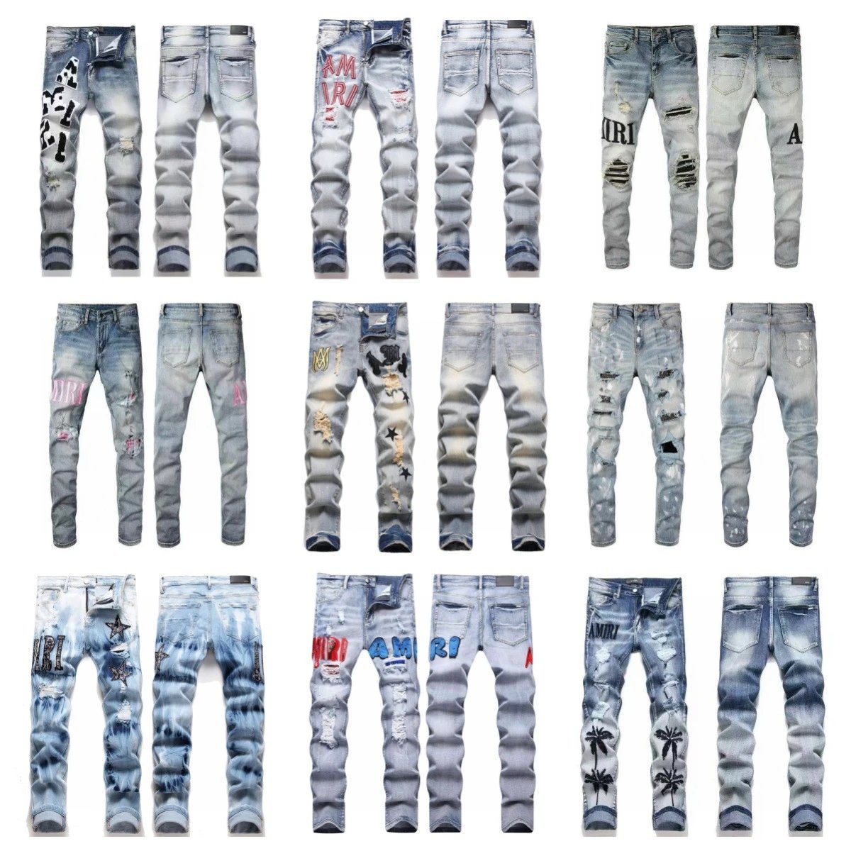 pants — AM Style Patch Denim Jeans from Weidian