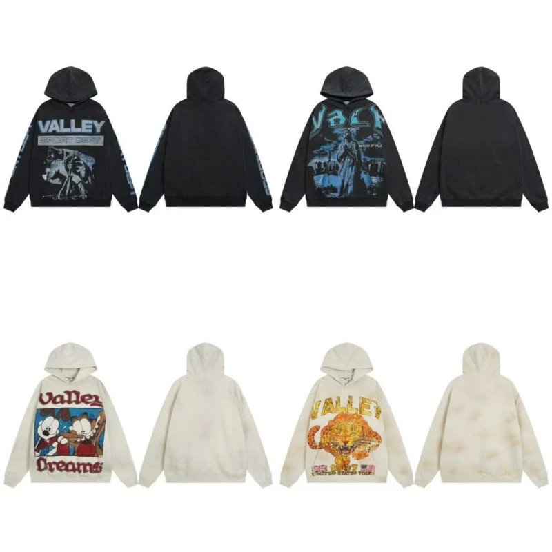 hoodies — Vintage Cartoon Print Washed Hoodie from Weidian