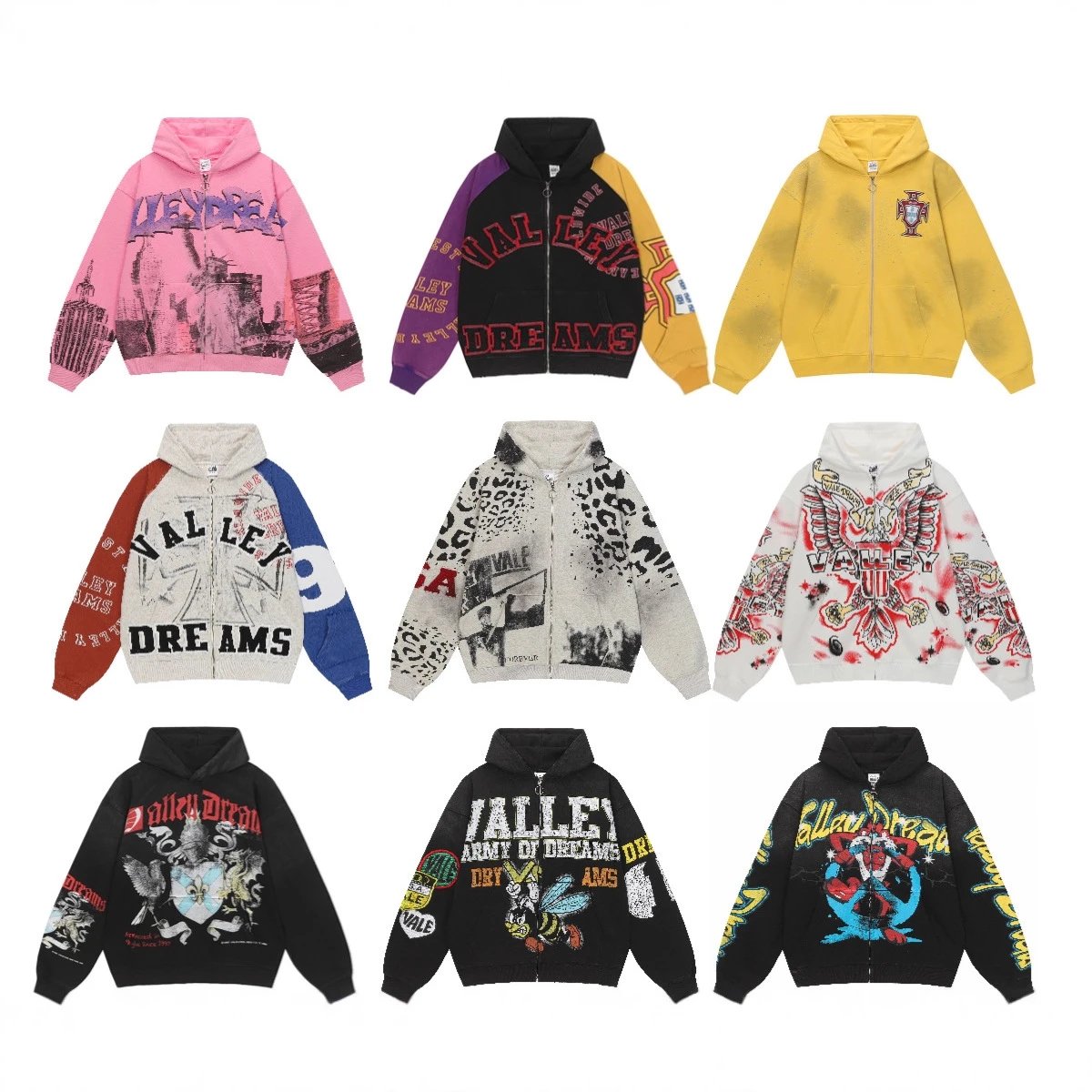 hoodies — Valley Style Knit Zip Hoodie from Weidian